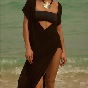 Anthropologie Black Swim Coverup Asymmetrical V-Cut